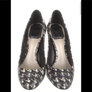 Christian Dior leather houndstooth round toe high heels 36 with box